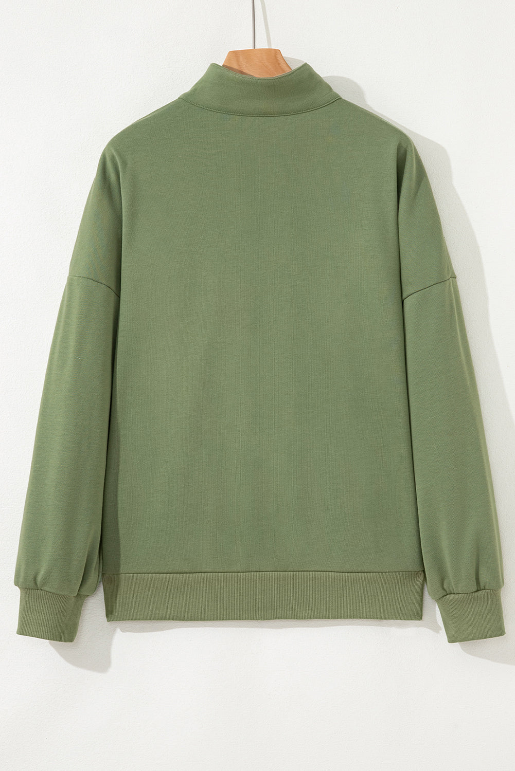 Vineyard Green Pop of Color Collared Patchwork Pullover Sweatshirt