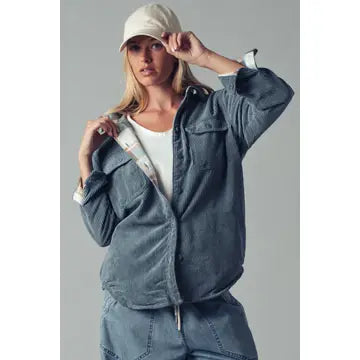 Plaid Lined Corduroy Flannel Shacket