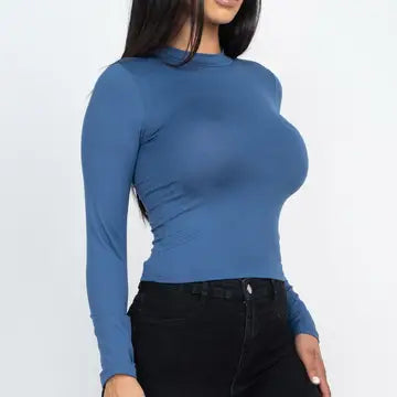 Mock Neck Solid Top