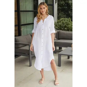 Midi-Length Linen Dress