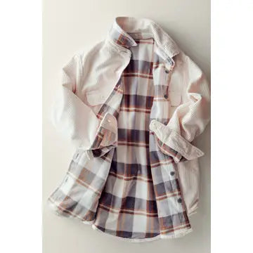 Plaid Lined Corduroy Flannel Shacket