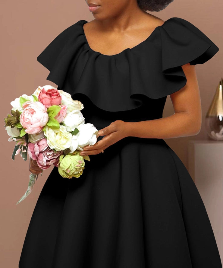 Elegant Ruffled Skirt Banquet Dress