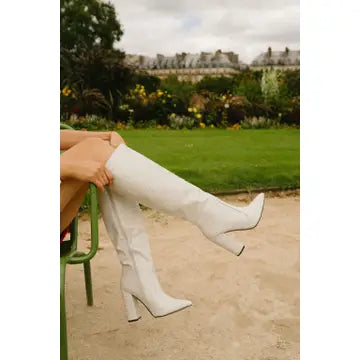 Women's Block Heel Knee High Croc Effect Long Boot