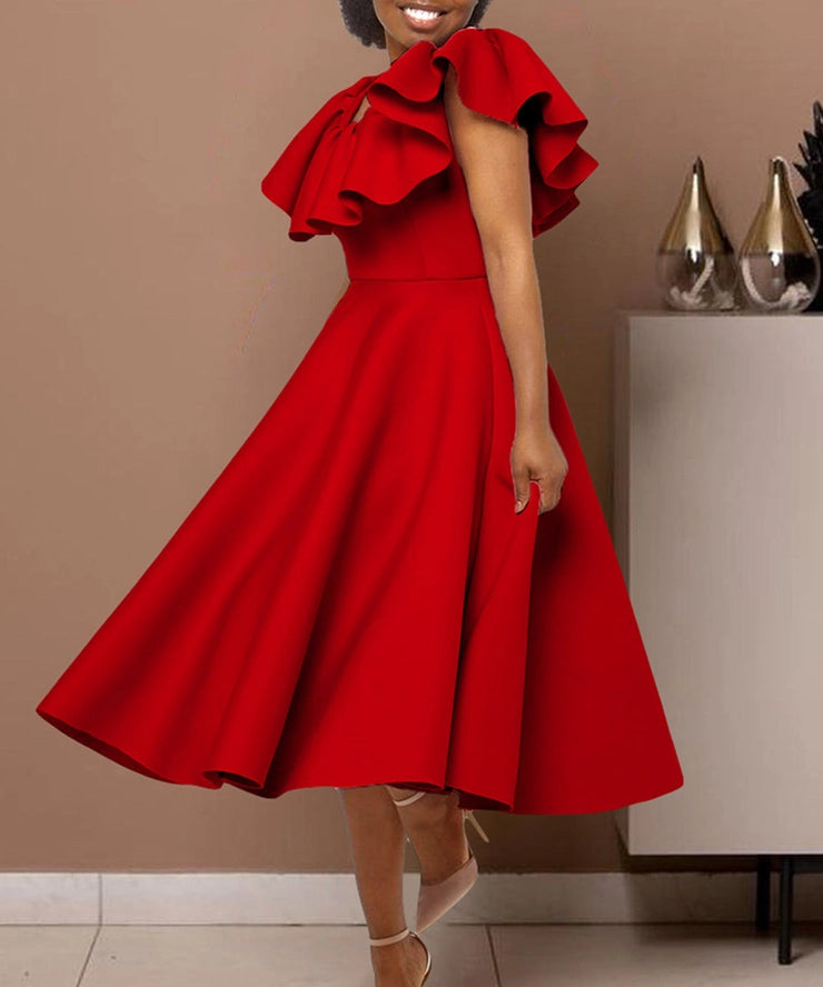 Elegant Ruffled Skirt Banquet Dress