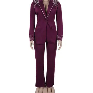 Long Sleeve Slim Stretch Suit Two-Piece For Effortless Style