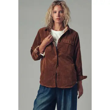 Plaid Lined Corduroy Flannel Shacket