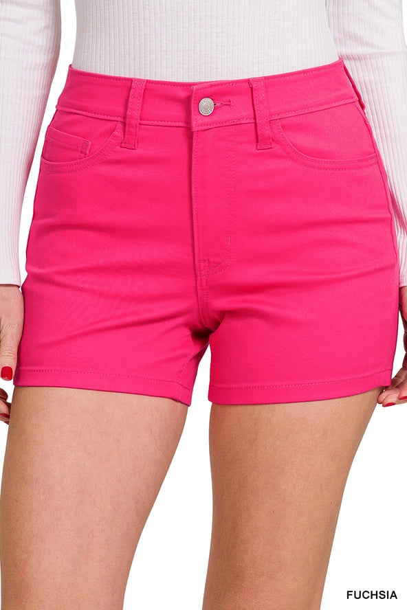 High Rise Color Denim Jeans Shorts
