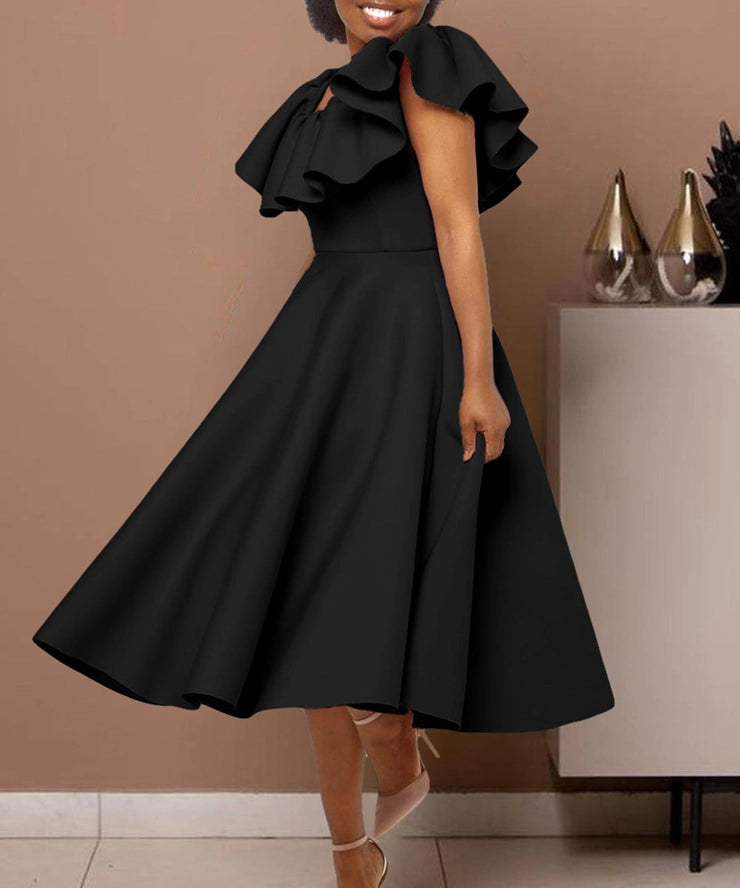 Elegant Ruffled Skirt Banquet Dress