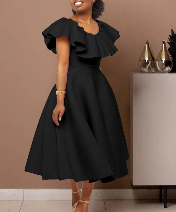 Elegant Ruffled Skirt Banquet Dress
