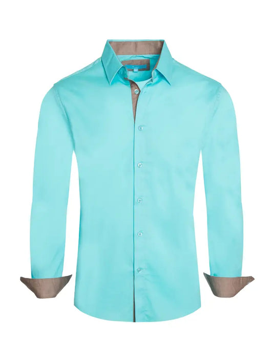 Turquoise Solid Cotton-Stretch
