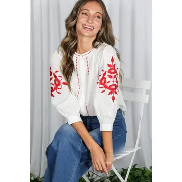 Floral Embroidered Detailing  Blouse