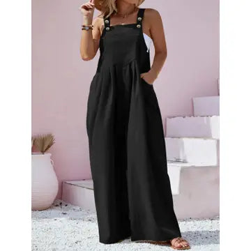 Plus Size Square Neck Wide Leg Overalls