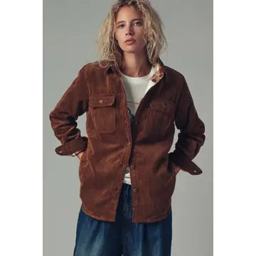 Plaid Lined Corduroy Flannel Shacket