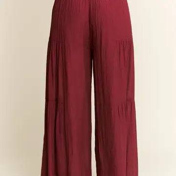 Tie Front Ruched Waist Back Pants