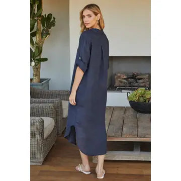 Midi-Length Linen Dress
